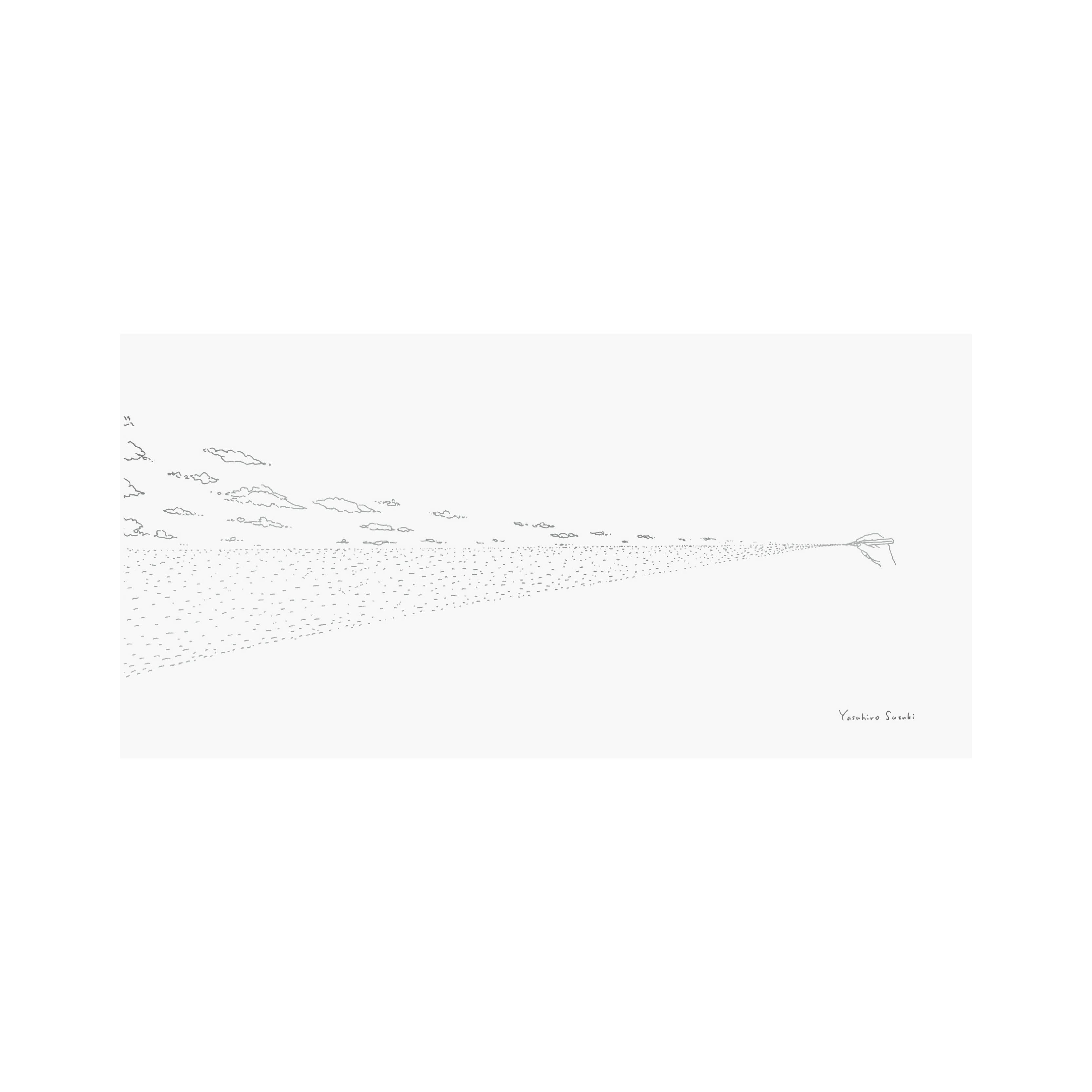 ポストカード 水平線を描く鉛筆