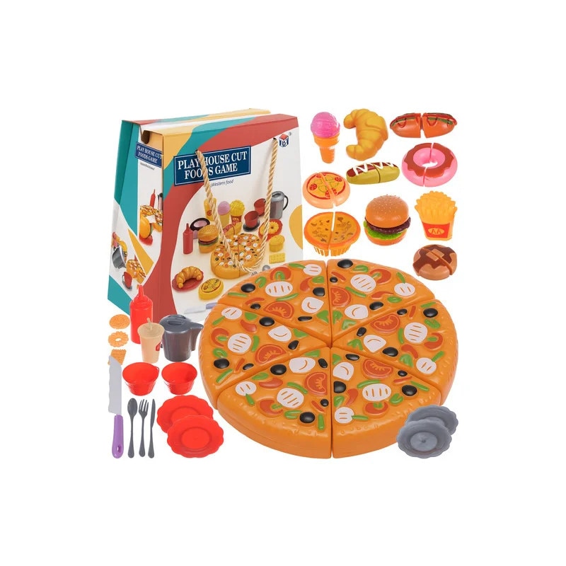 Set bucatarie copii, Kruzzel, Fast Food Pizza, 42 Piese - eMAG.ro