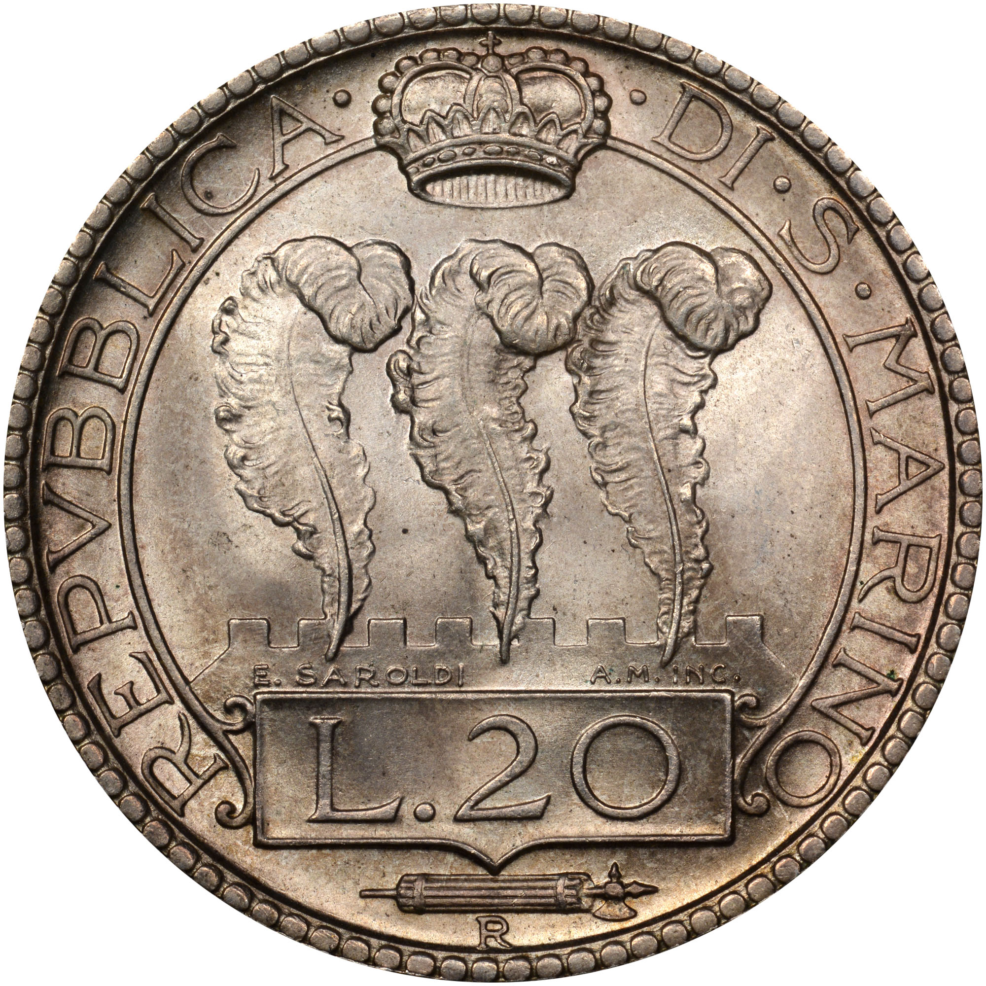 San Marino 20 Lire KM 11 Prices & Values | NGC