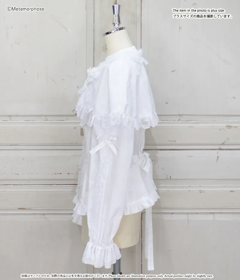 プラスサイズ】ケープ付き丸襟ブラウス - ブラウス、カットソー