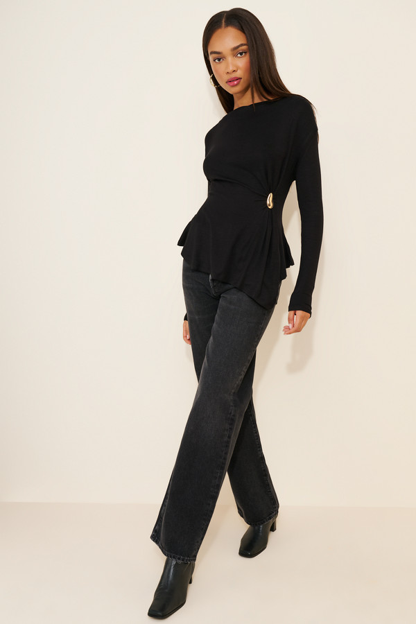 Long-Sleeve Hardware Drape Top | Nuuly