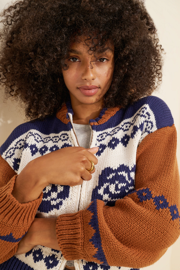 Sweet Rose Jacquard Zip Sweater | Nuuly