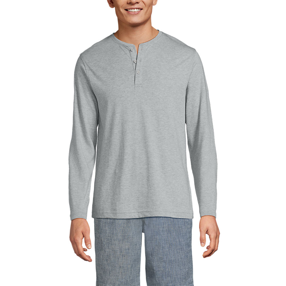 Men's Long Sleeve Cotton Supima Henley | Lands' End