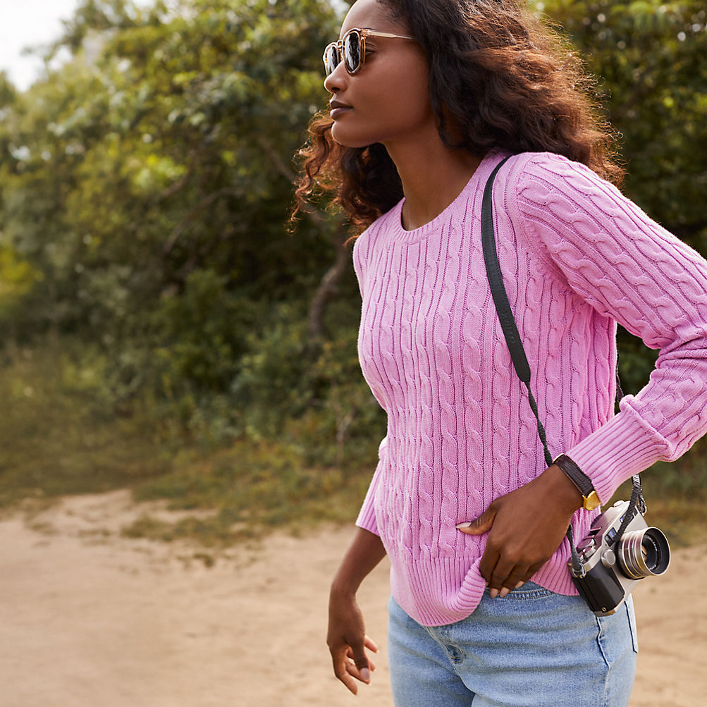 Women's Drifter Modern Cable Crew Sweater | Lands' End