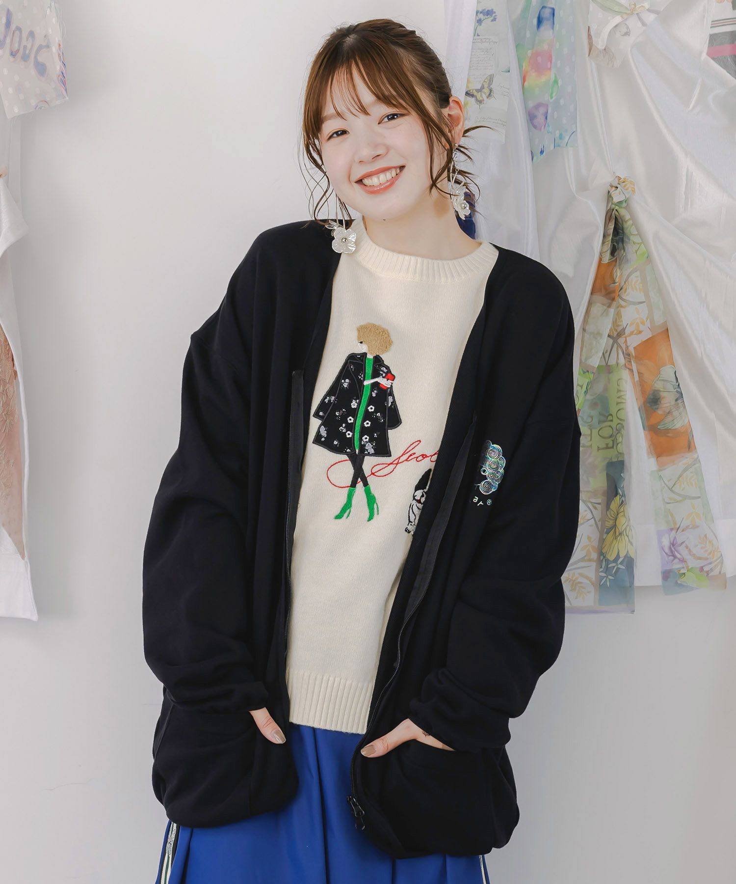 153661：ミニ裏毛スカ子ロゴ ダブルジップカーディガンの通販-ScoLar