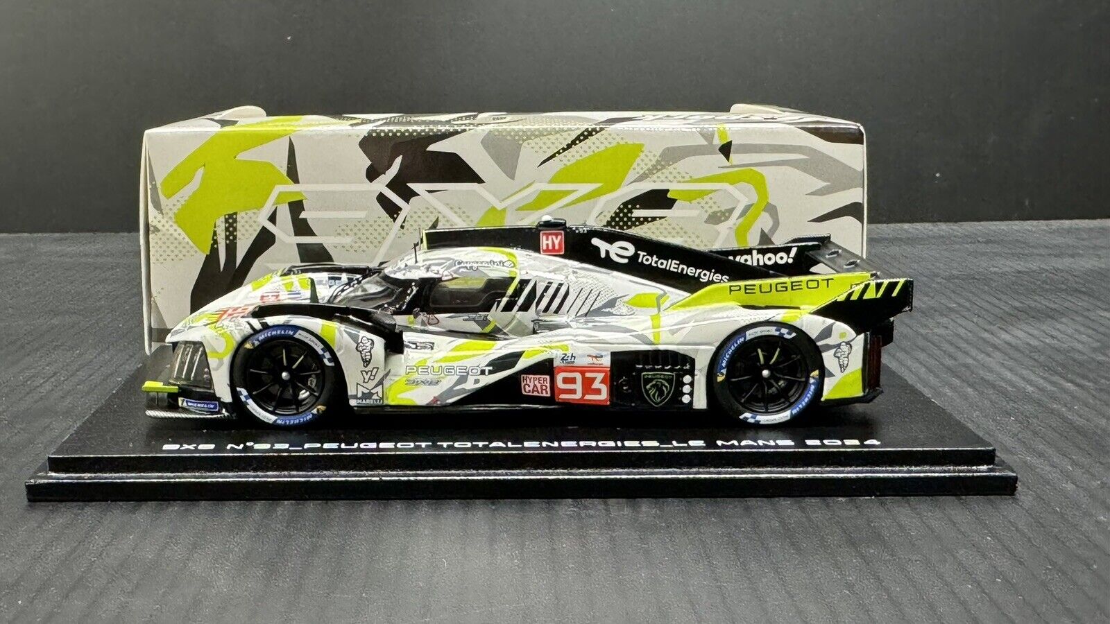 PEUGEOT 9X8 #93 LEMANS 2024 MODEL CAR W/ DISPLAY CASE 1/43 SCALE