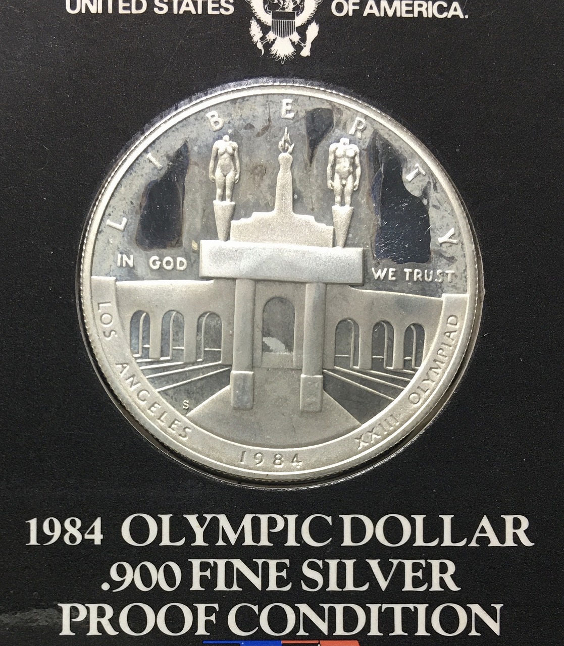 USA 1ドル銀貨/聖火塔 1984年/ロサンゼルスオリンピック記念銀貨 未