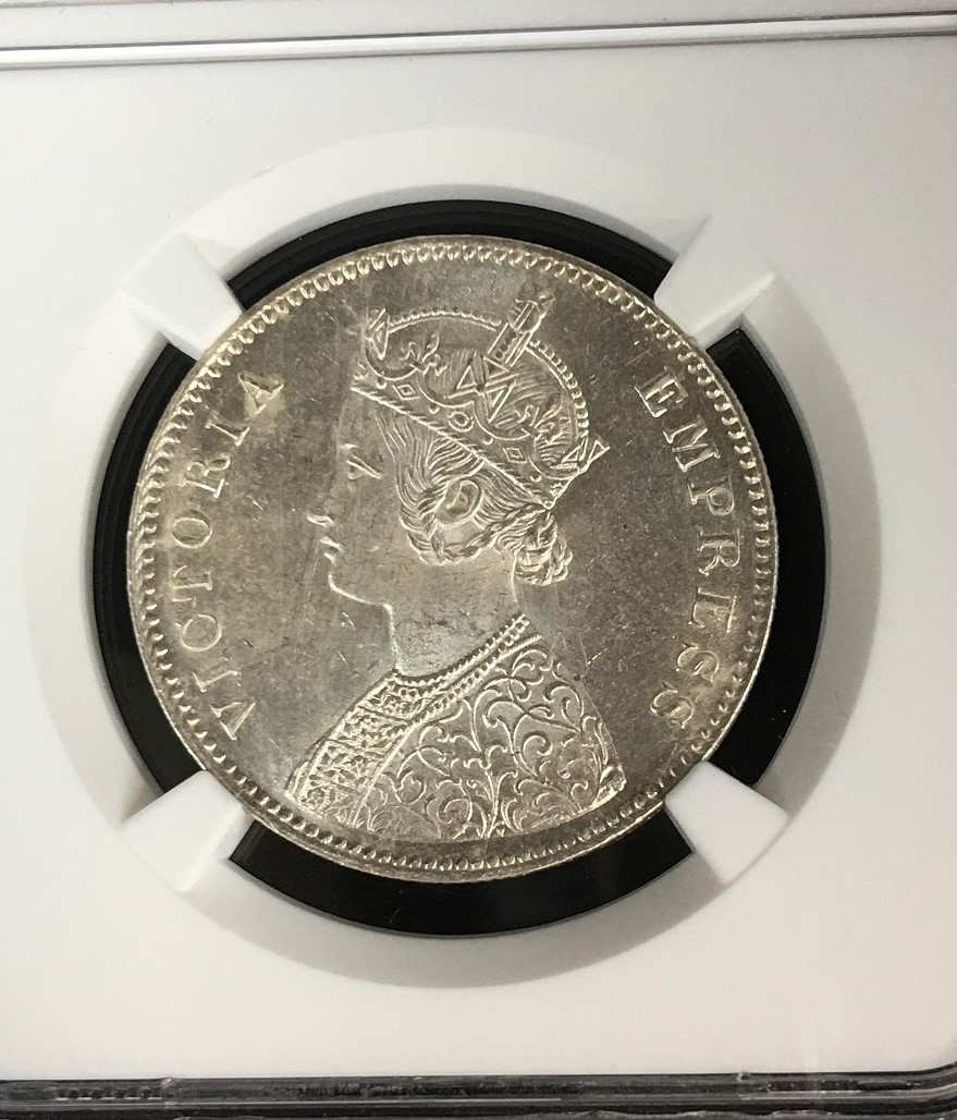 インド銀貨 1878年 C-type ワンルピー ビクトリア皇后 NGC-MS62 | 収集