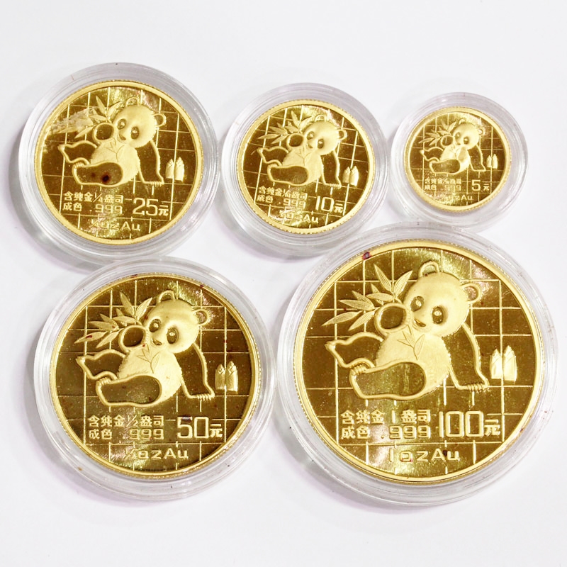 中国パンダ金貨 1989年 5枚セット 未使用 木箱付 | 収集ワールド