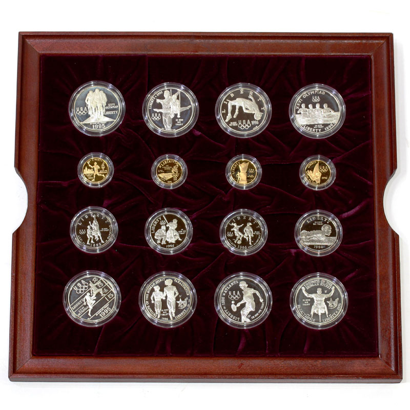 アメリカ 1996年 アトランタ五輪記念プルーフ金銀 32種フルーセット 木