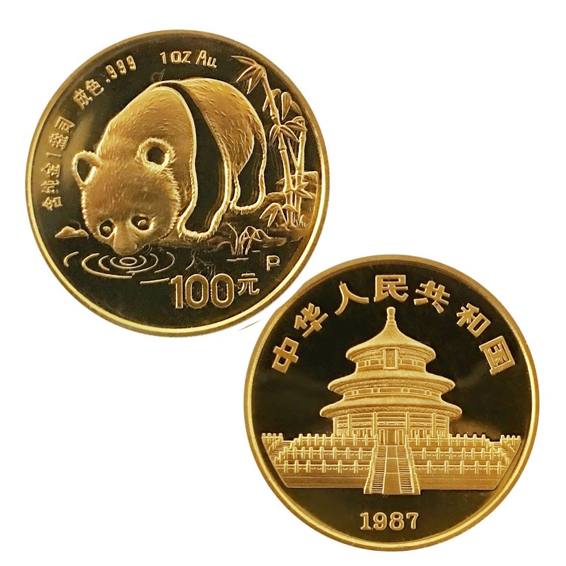 パンダ金貨 1987年銘 P版プルーフ5枚セット 木箱&保証証書付き 完未品