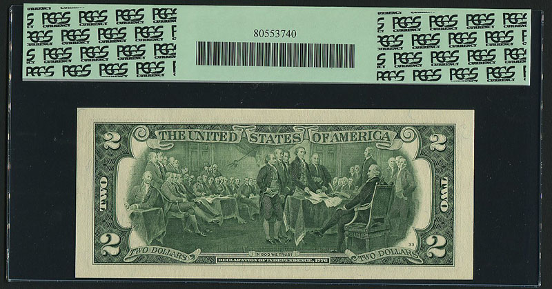 米国 2003年A 2ドル印刷エラー紙幣 PCGS社 67PPQ | 収集ワールド