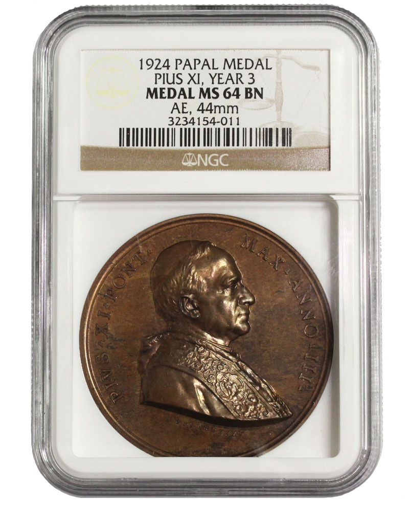 バチカン市国教皇メダル 第259代法王ピウス11世銅メダル NGC MS 64 BN
