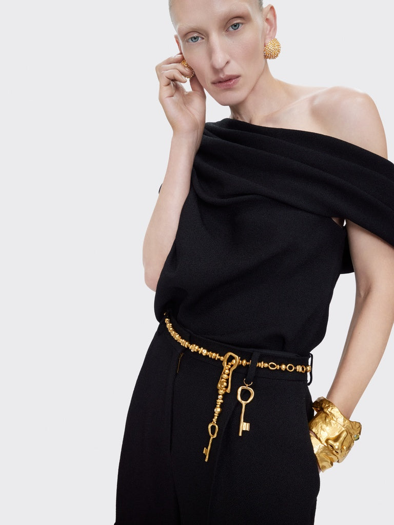 ASYMMETRICAL DRAPED TOP