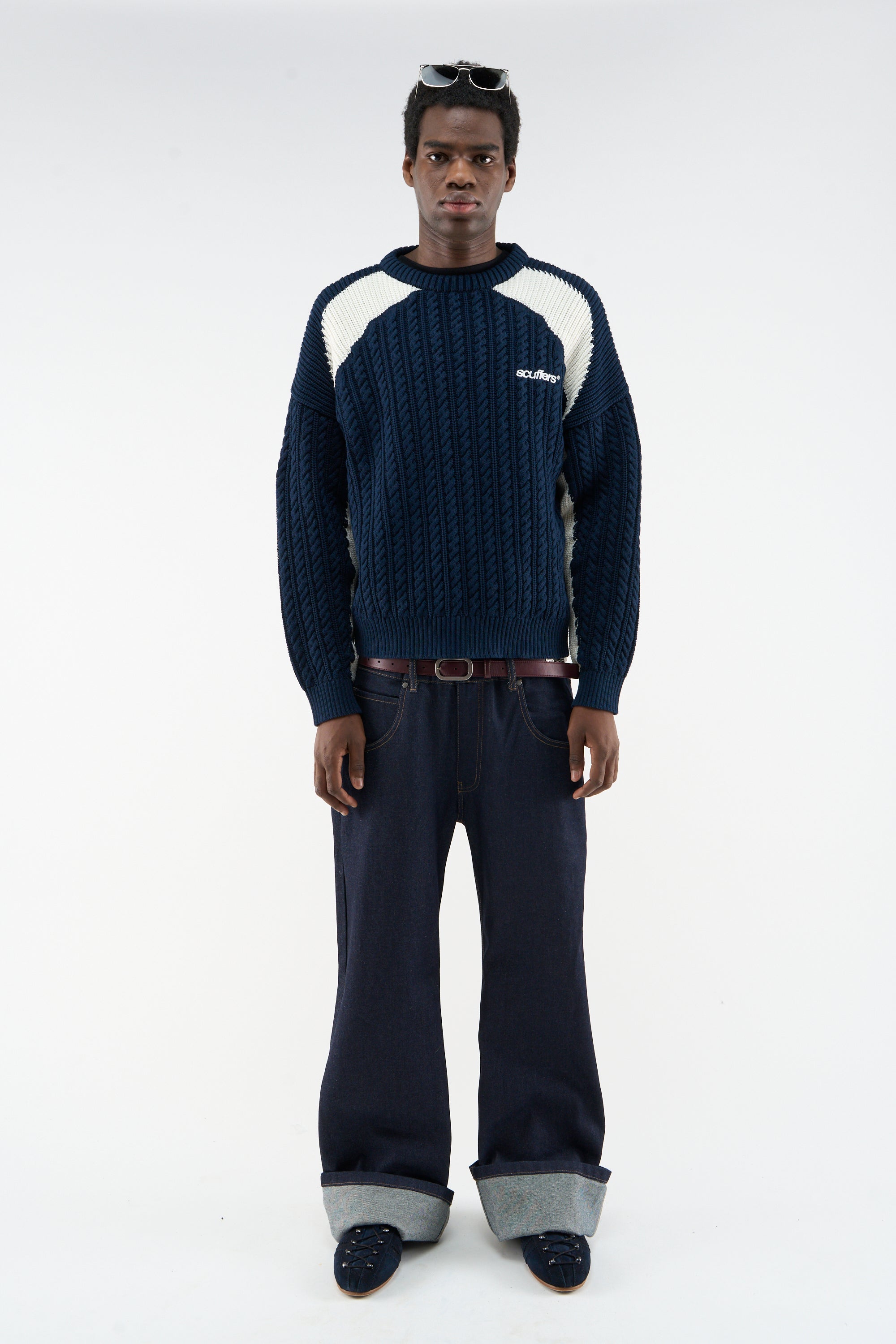 Essex Navy Knit – Scuffers