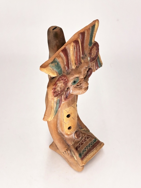 土偶笛】 メキシコ古民芸 彩色土器 アンティーク品 マヤ/アステカ