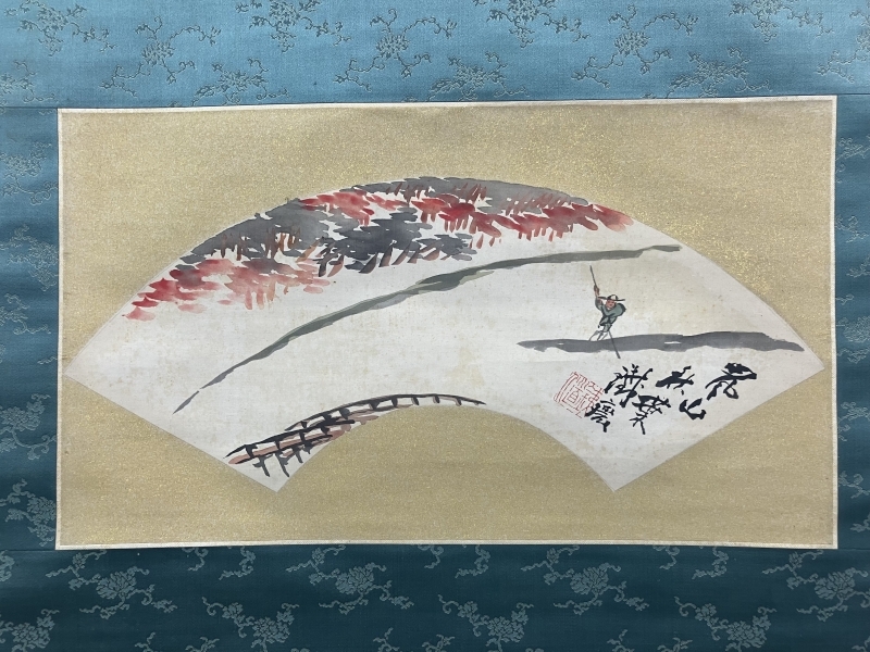 富岡鉄斎 絹本 掛軸 【扇面／描き分け】 Tessai Tomioka|サムライ