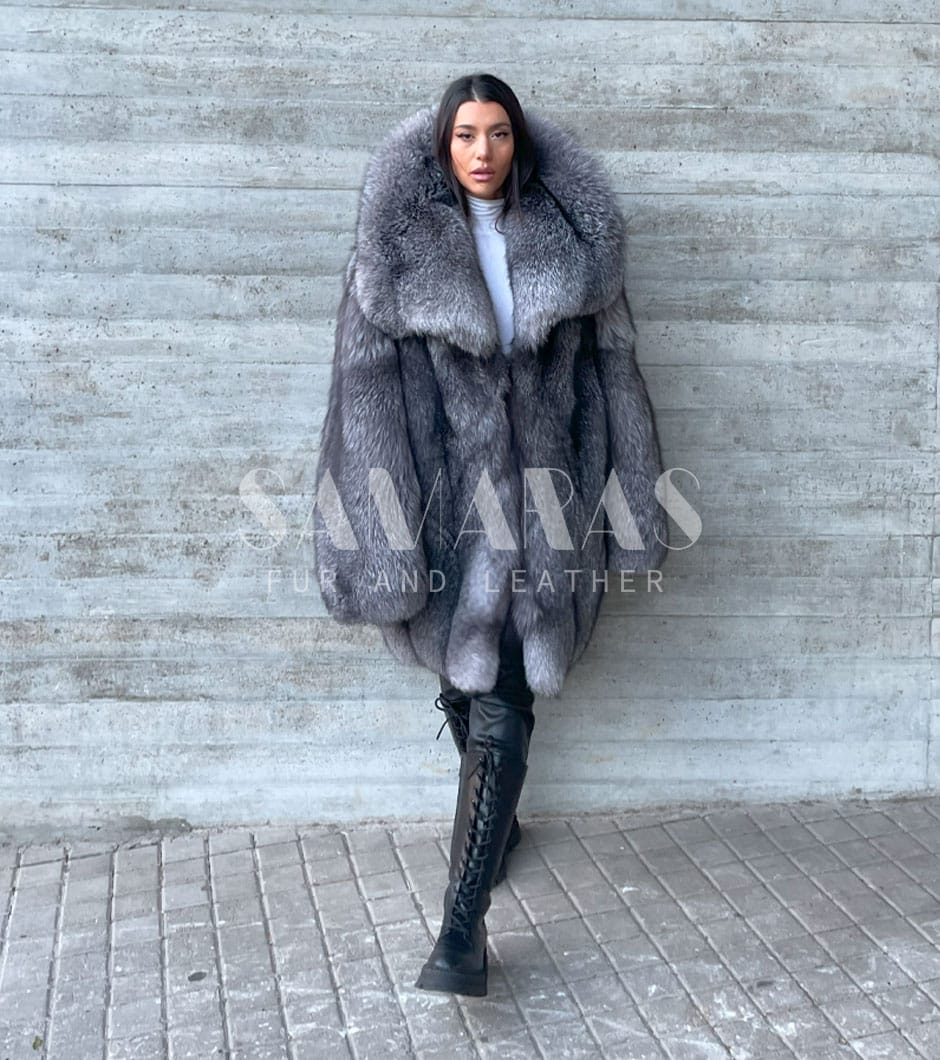 Reese | Luxury Scandinavian Blue Frost Fox Coat With Lavish Huge