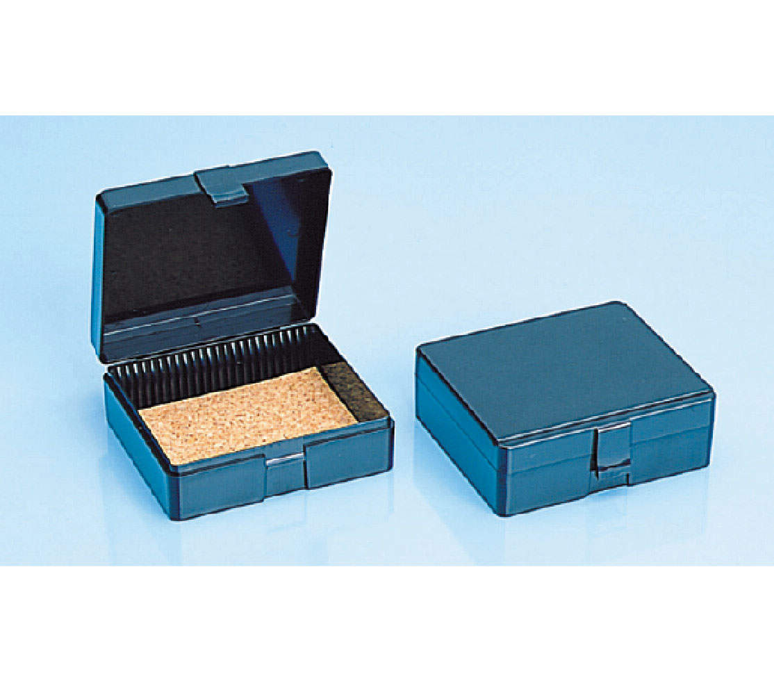 プレパラートボックス 25枚用 プラスチック製 フタ 黒｜総合的理化学