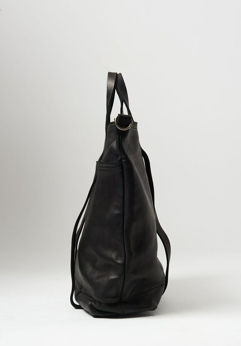 Guidi Full Grain Leather Medium Tote Bag in Black | Santa Fe Dry