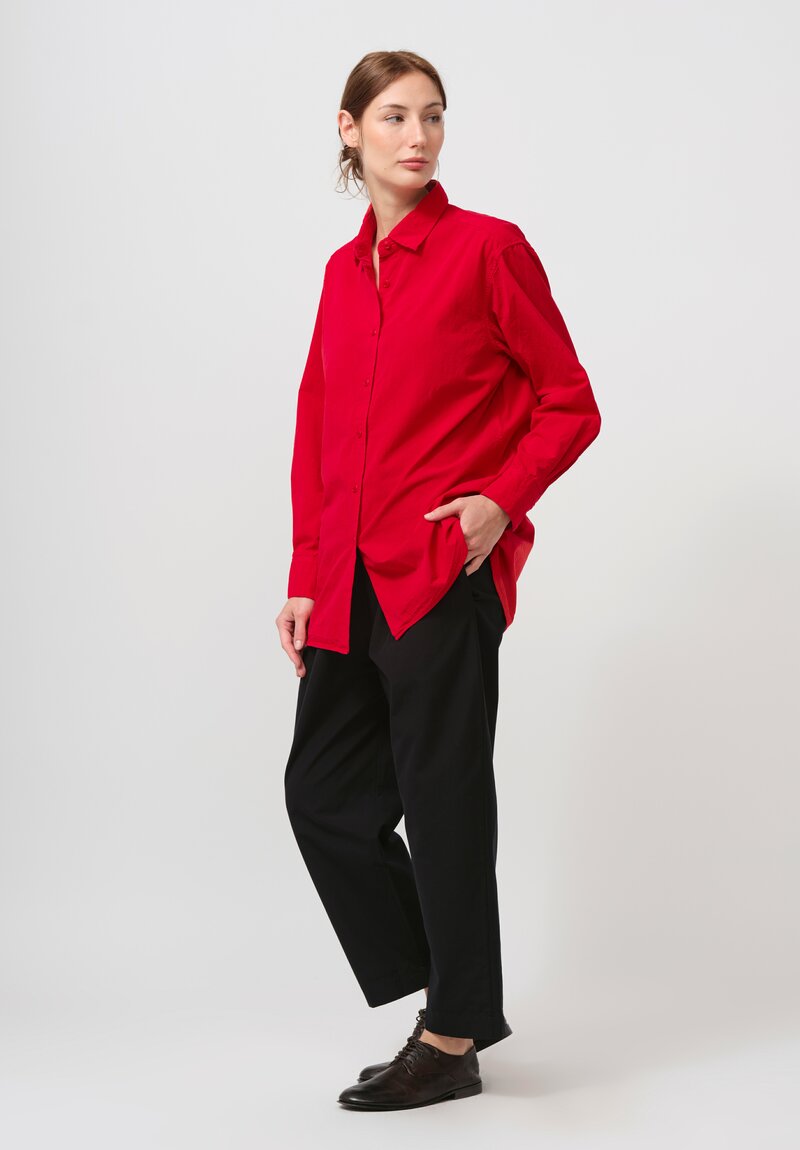 Casey Casey Paper Cotton Big Raccourcie Shirt in Lippy Red | Santa