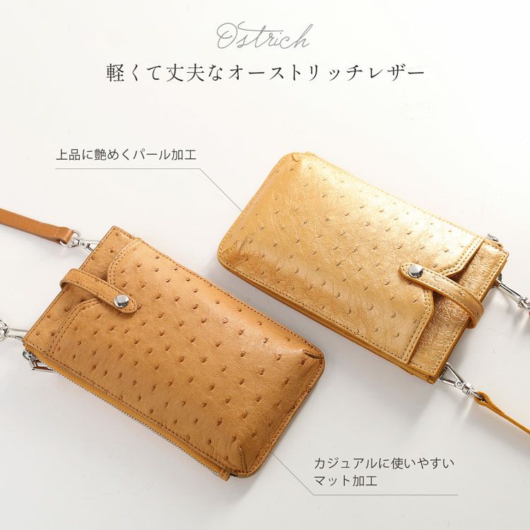 オーストリッチ スマホショルダーバッグ