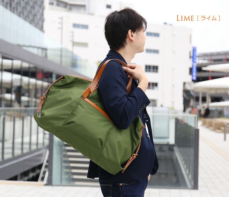 HALEINE 日本製 ナイロン&栃木レザー たつのレザー ボストンバッグ