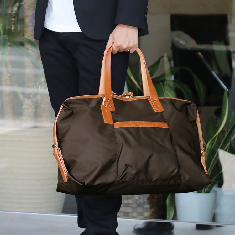 HALEINE 日本製 ナイロン&栃木レザー たつのレザー ボストンバッグ