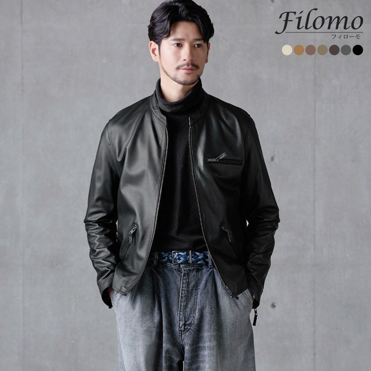 レザージャケット メンズ 本革 ラムレザー 軽量 シングル ライダース