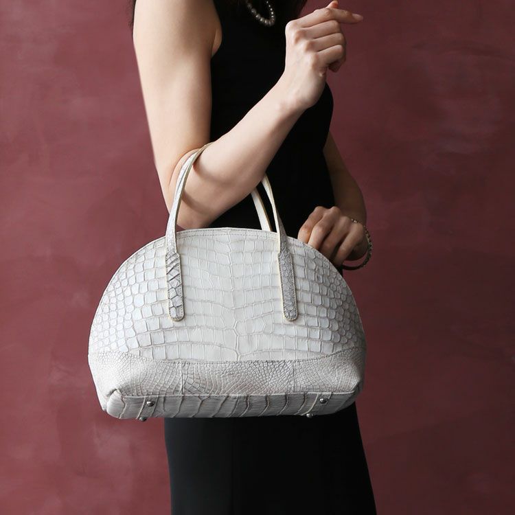 ヒマラヤ スモール クロコダイル 日本製 ハンドバッグ センター取り