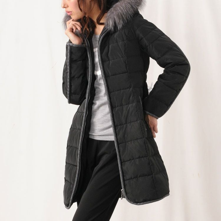 シルバーフォックス ファー トリミング ダウンコート レディース