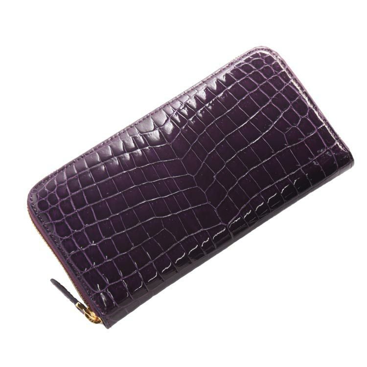 クロコダイル 長財布 内装 パイソン ラウンド ファスナー デザイン