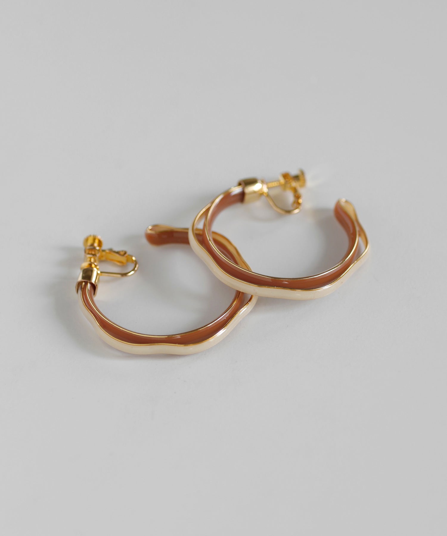 mimi33】バイカラーフープイヤリング[Ownideal]｜アネモネ・シエナロゼ