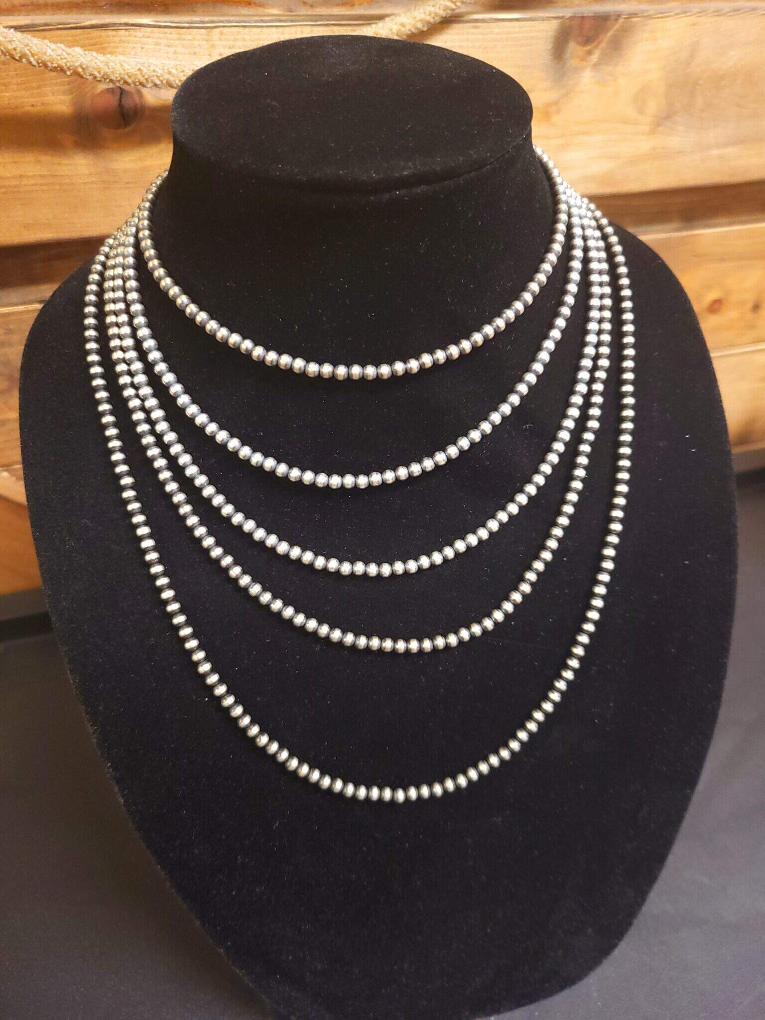 Navajo Pearl 4mm Necklace - Saddle Rags