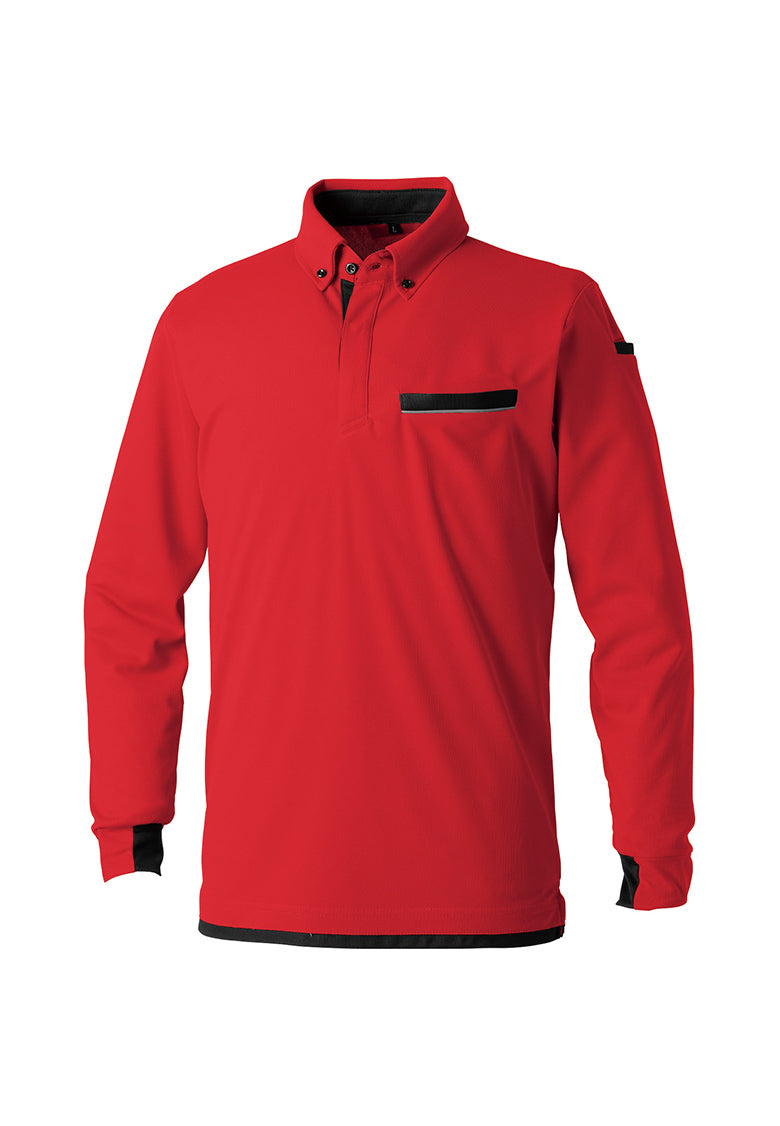 SOWA 7335-50 桑和 エコ 長袖ボタンダウンポロシャツ(胸ポケット付き