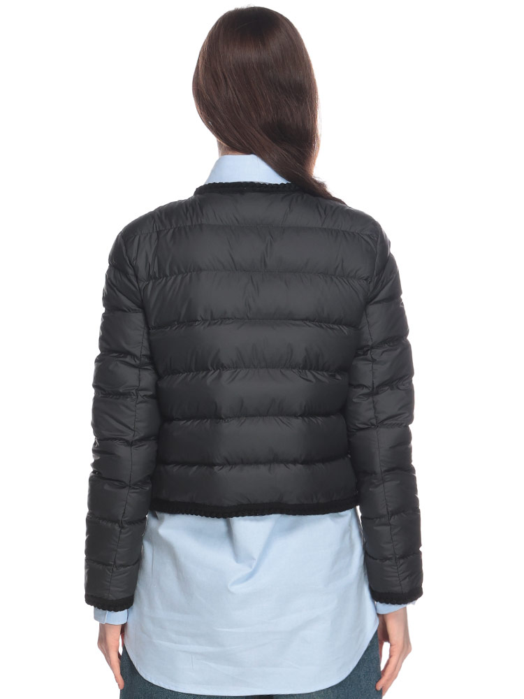 MONCLER (モンクレール) 編み込みトリミング ノーカラー ライトダウン