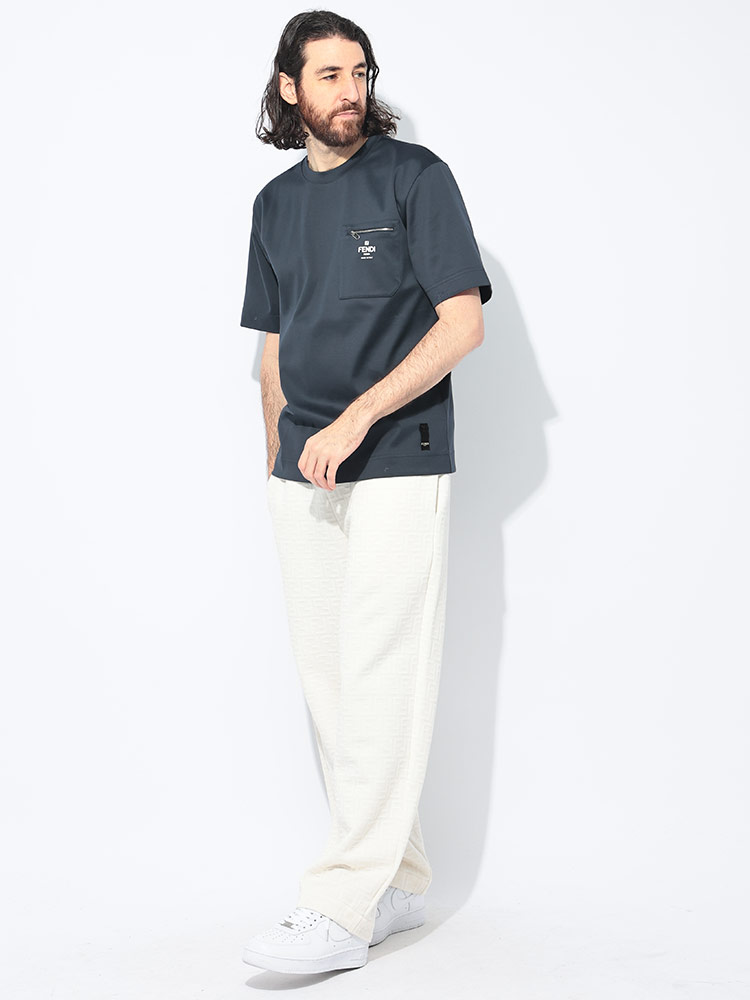 FENDI (フェンディ) ジップポケット クルーネック 半袖 Tシャツ メンズ