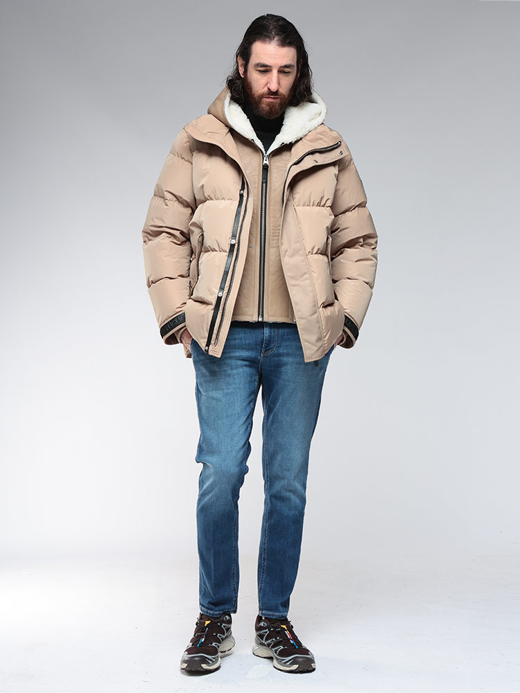 MACKAGE (マッカージュ) ムートンレイヤード フルジップ ダウン