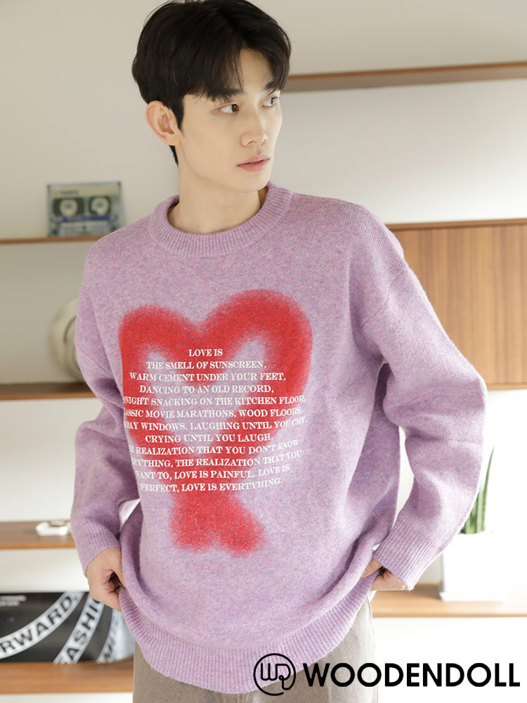 WOODENDOLL(ウッディンドール) スプレーハート クルーネック ニット