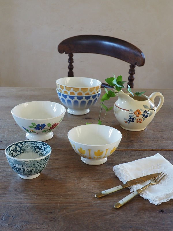 フランスLuneville製ウロコ柄がかわいいカフェオレボウルはかわいい