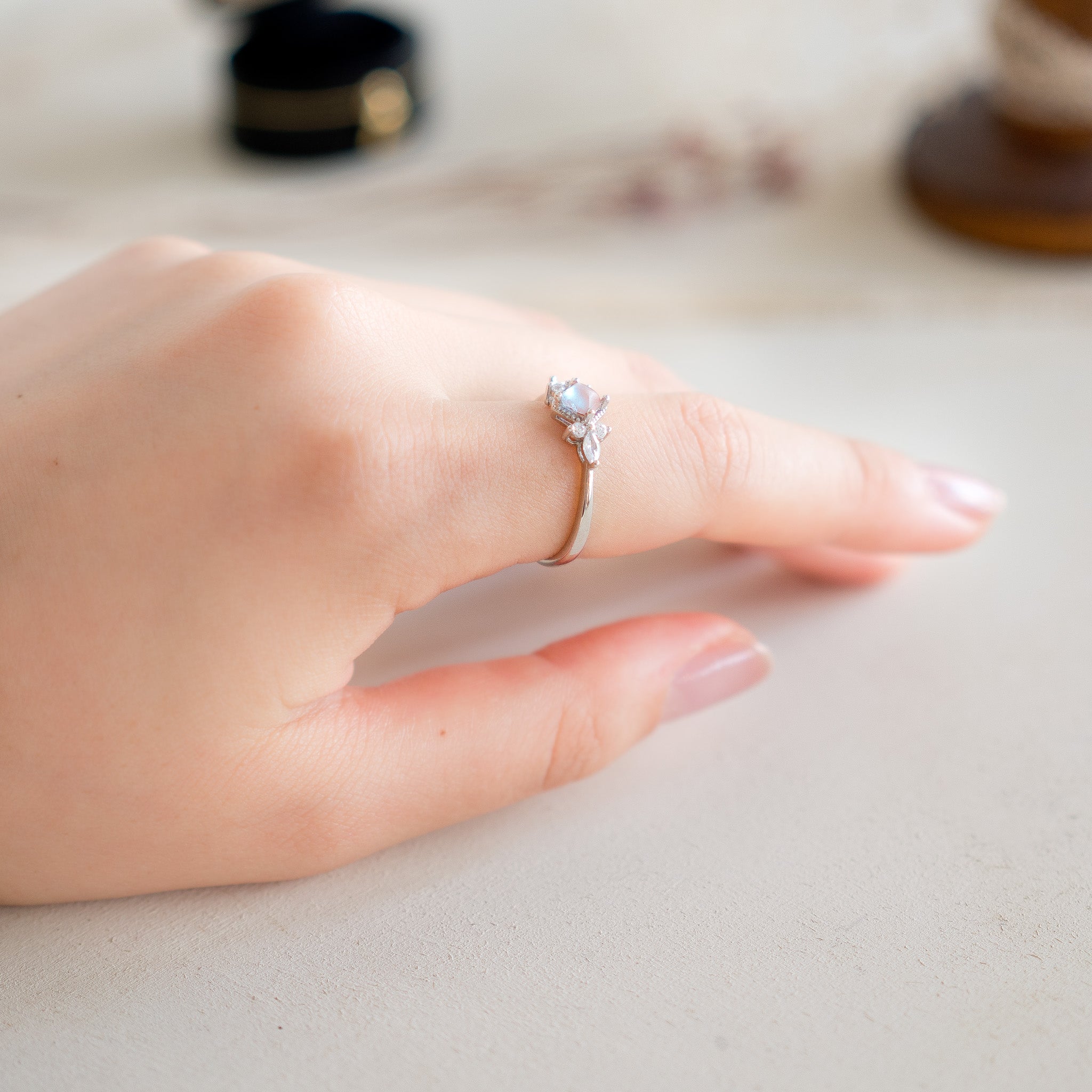 スクエア型 マットアンティークサフィレット シルバーリング