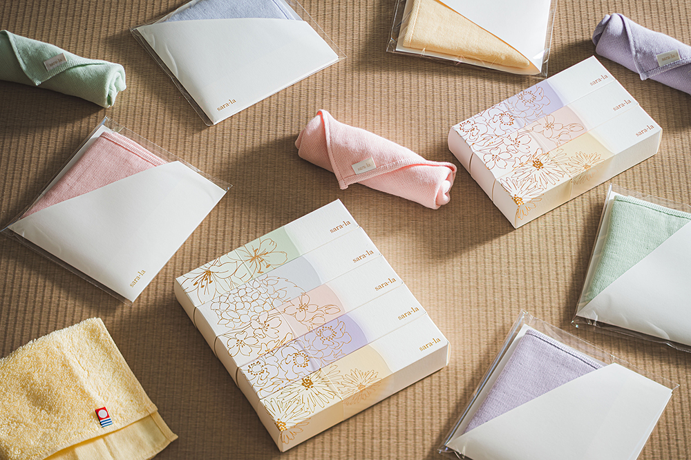 sara-la「咲-saki-」ガーゼパイルハンカチ 3枚ギフトBOX 綿100