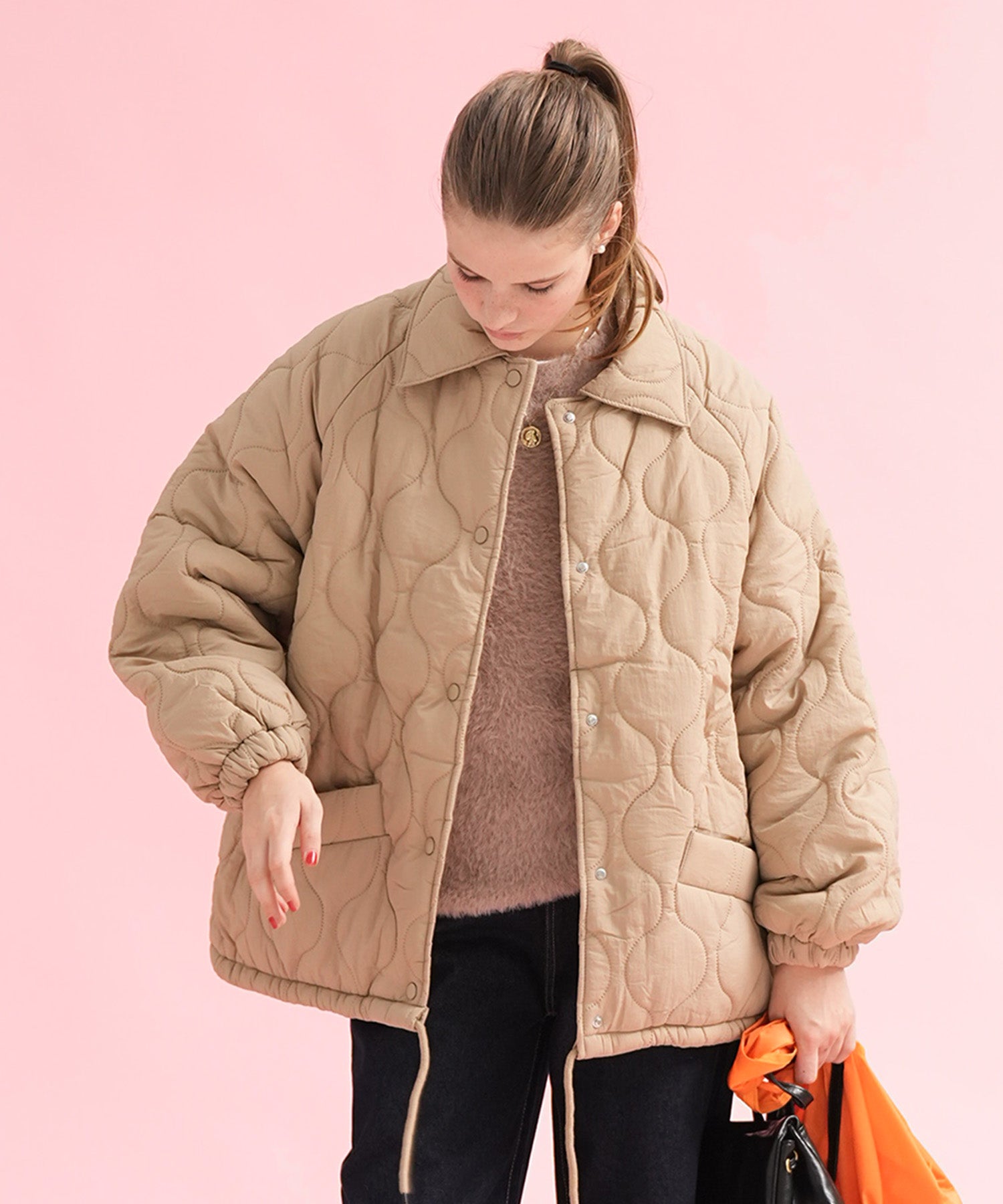 ビッグサイズ襟付きキルティングジャケット – sara&cake