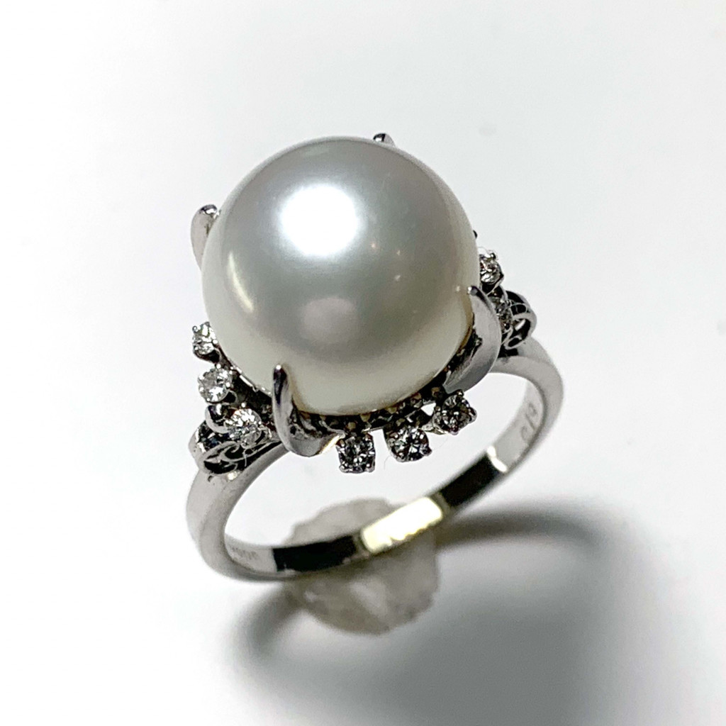 Pt900 パール（9.5mm）メレダイヤ （0.06ct）リングの買取実績 | 買取