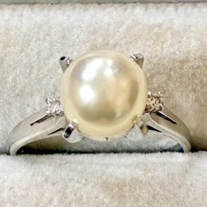Pt900 パール（9.5mm）メレダイヤ （0.06ct）リングの買取実績 | 買取