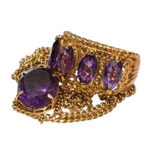 K18(18金) アメジスト メレダイヤモンド付き リング アクセサリーの