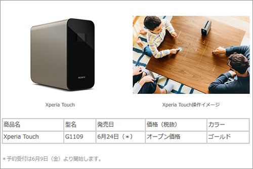 スクリーンにタッチ！新時代のプロジェクター「Xperia Touch G1109