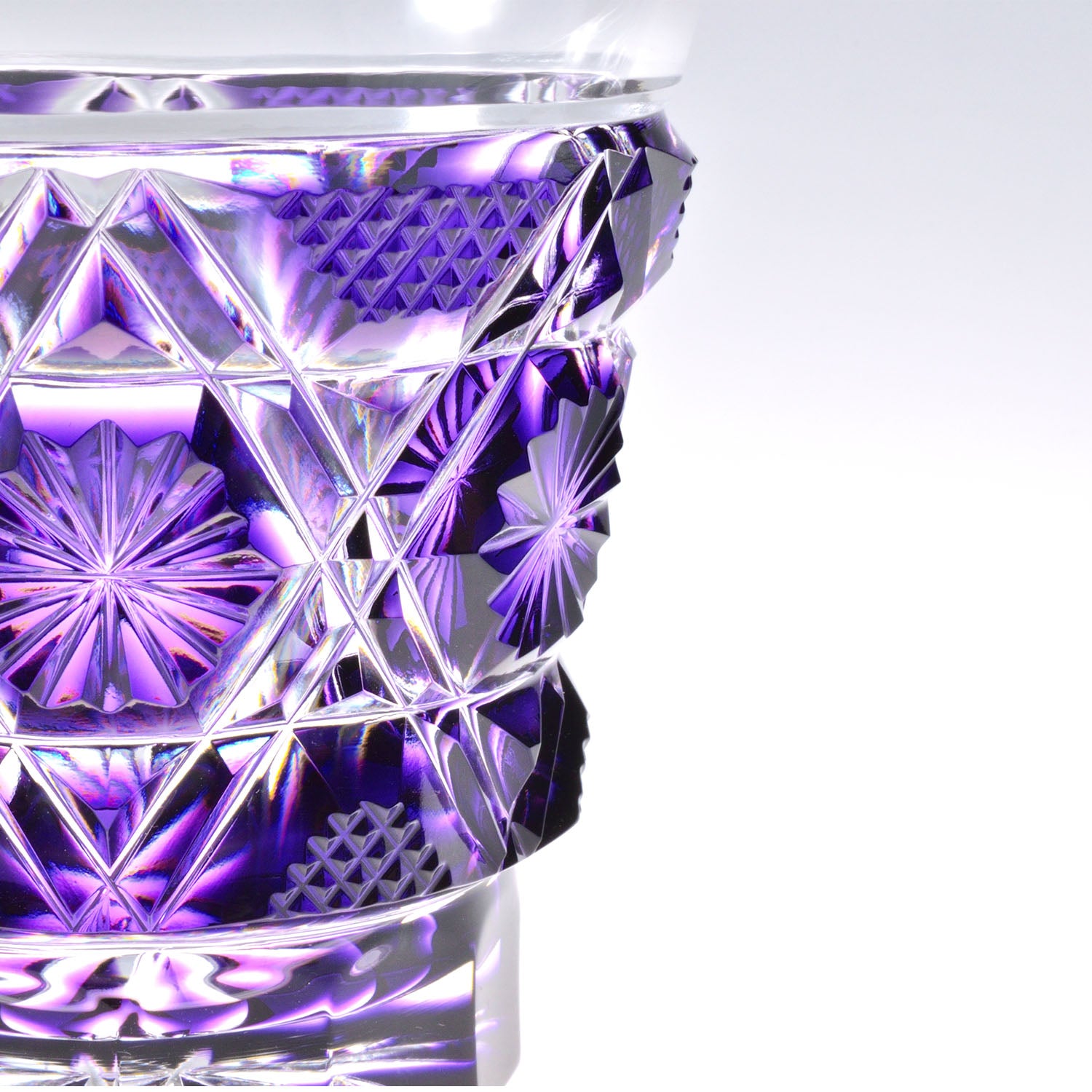 島津薩摩切子】 創作 冷酒グラス cut01金赤×島津紫セット – ㈱島津興業