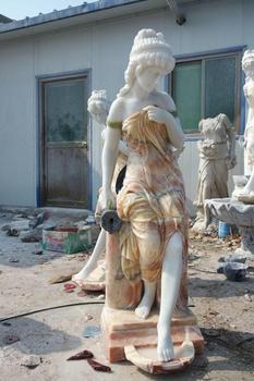 美しい白大理石の女性像 - ガーデンやホテルに最適な装飾用彫刻