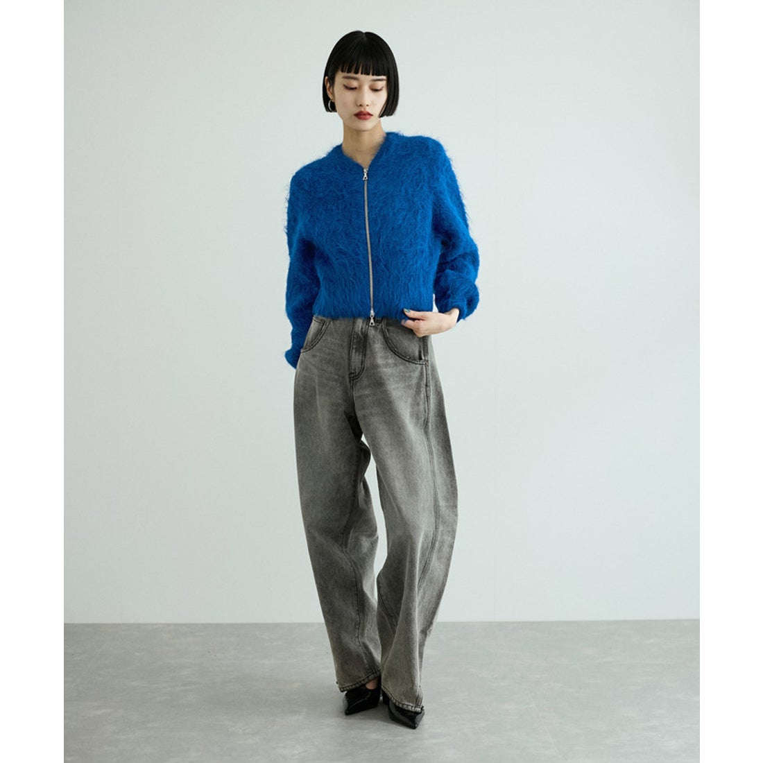 アダム エ ロペ ADAM ET ROPE' アルパカニットカーディガン （ブルー